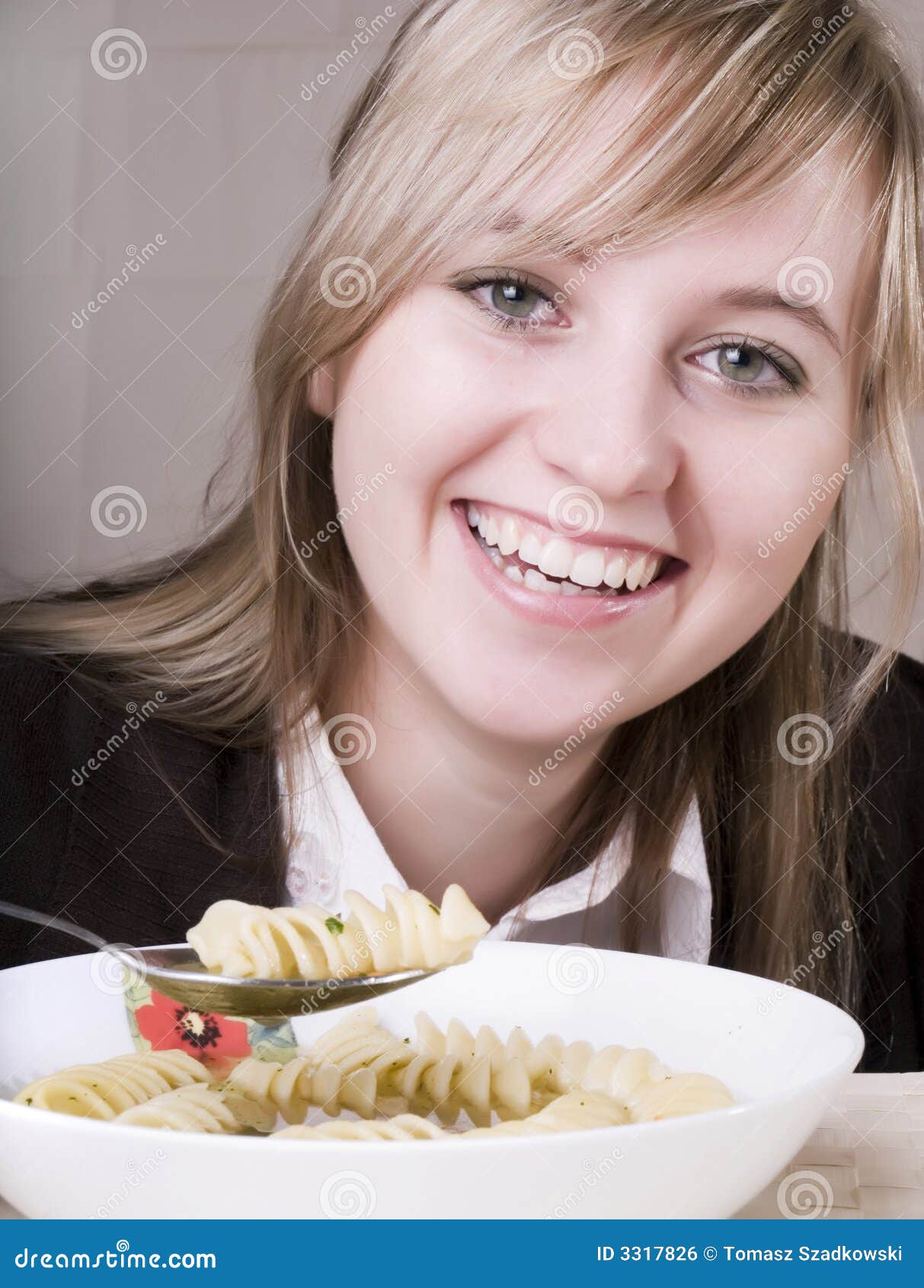Young women eating soup stock photo. Image of blond, pretty 3317826