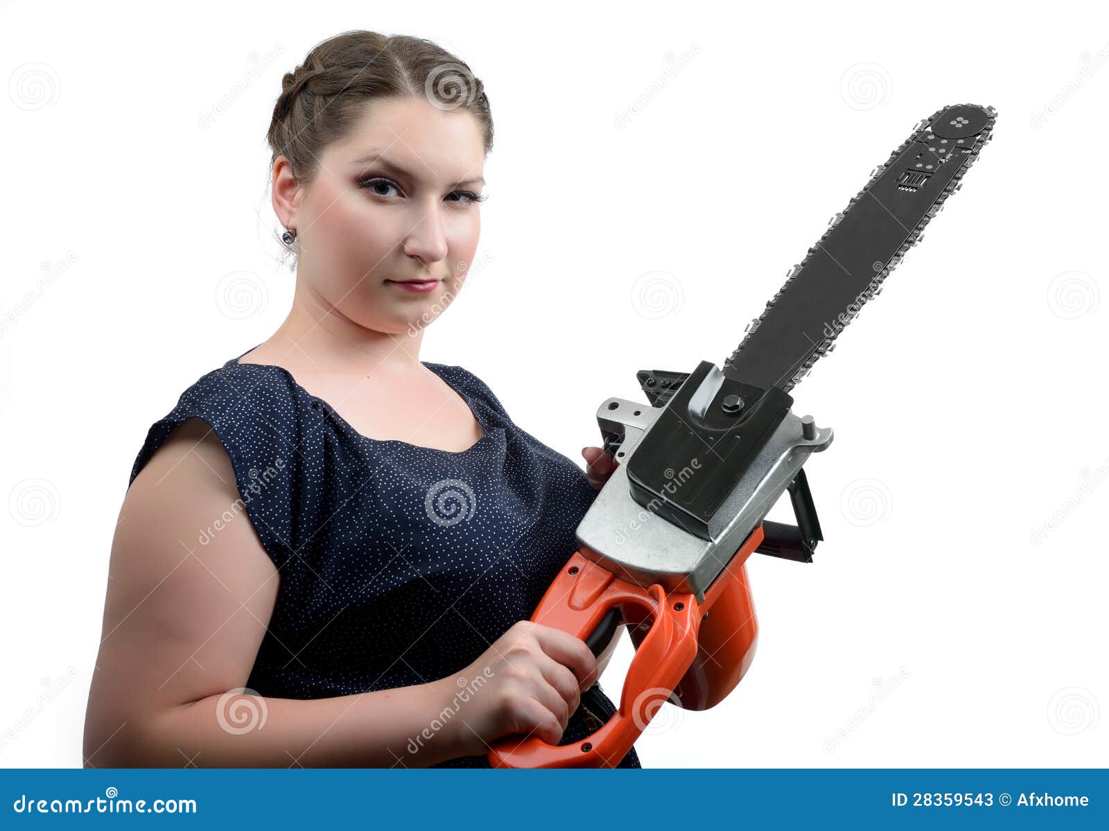 Young Women with Electric Saw Stock Image Image of carpenter, women