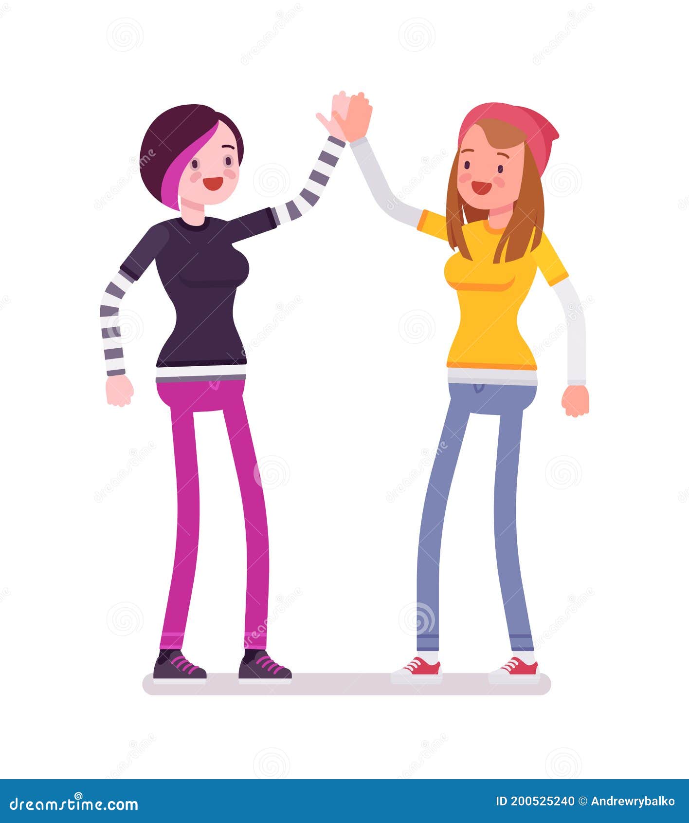 Young Women Giving High Five Stock Vector - Illustration of cartoon,  collection: 200525240