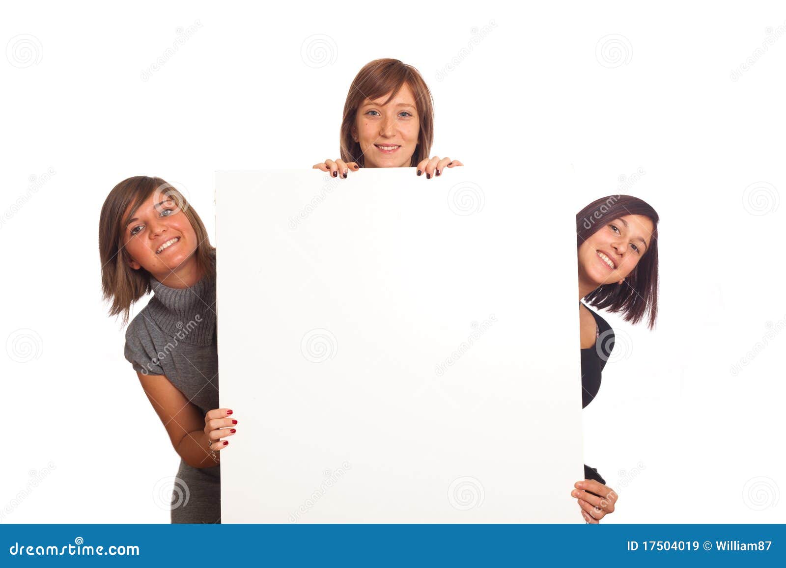 Young Women Hold Blank Sign Stock Image - Image of smiling, people ...