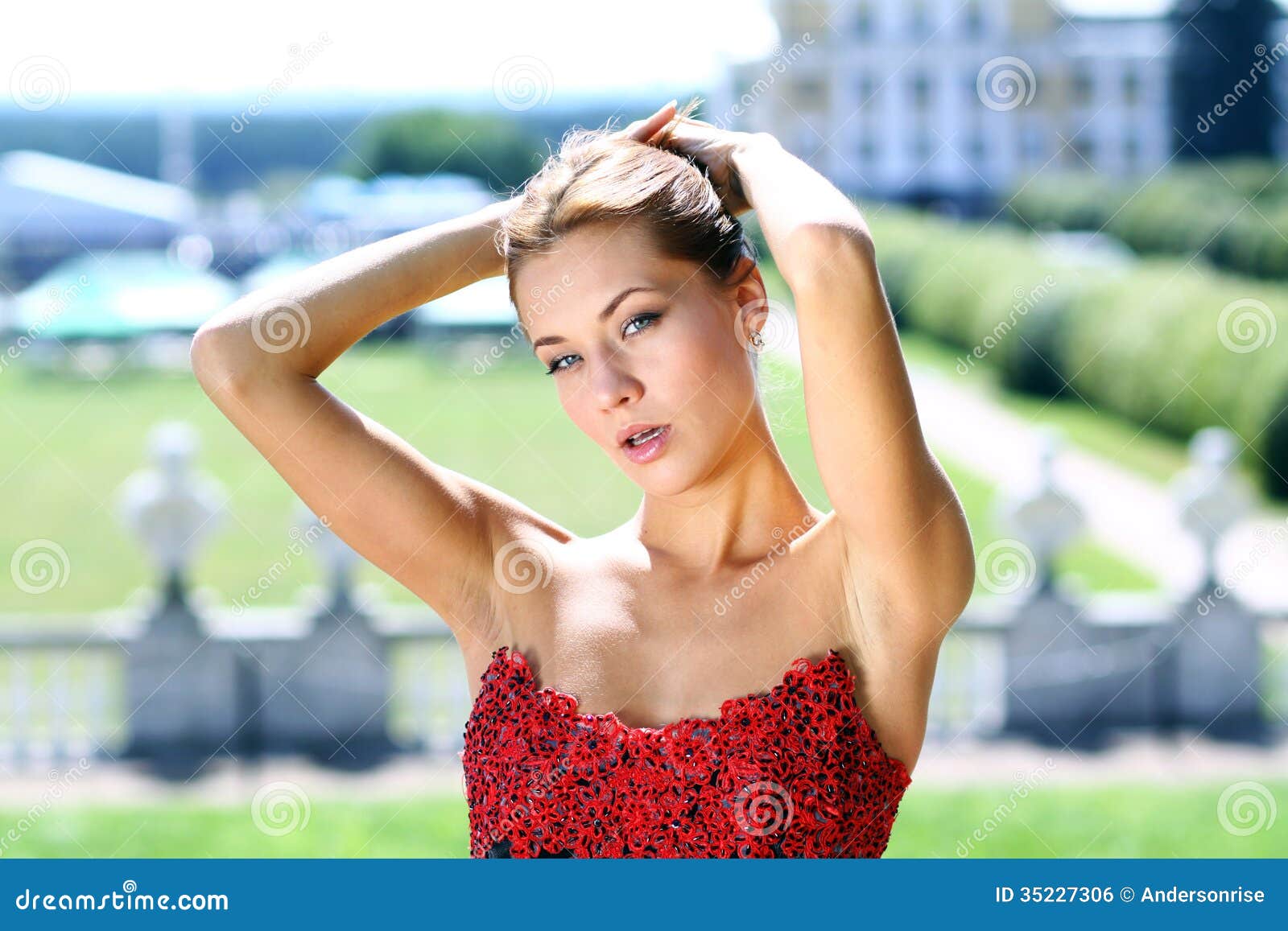 Young women in Red dress stock photo. Image of natural - 35227306