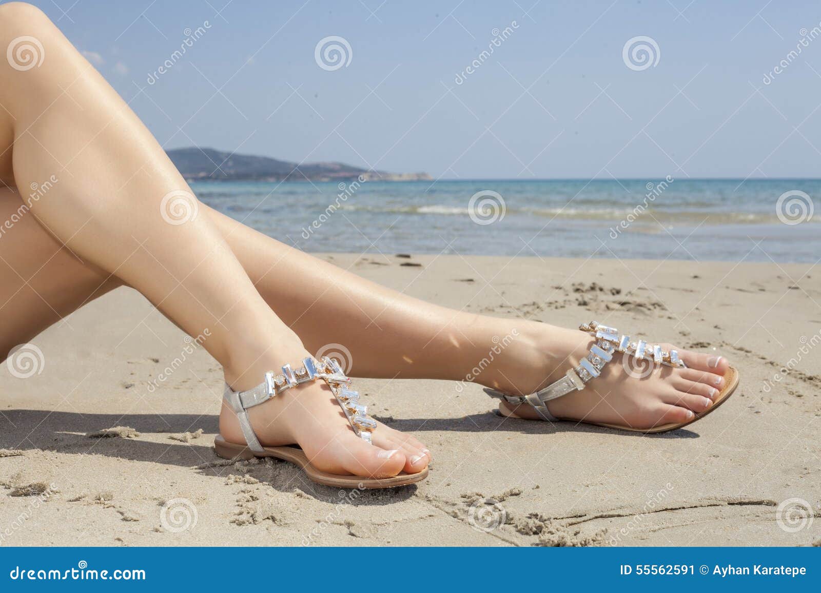 Young women sandals stock image. Image of beach, young 55562591