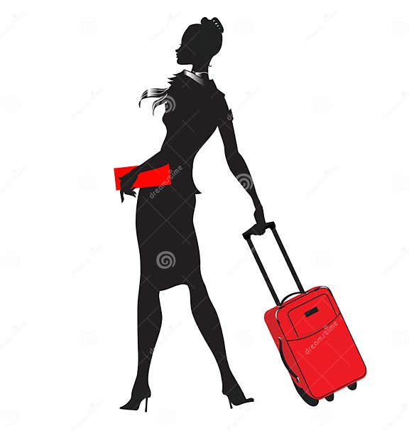 Young Women/stewardess Silhouette Stock Vector - Illustration of ...