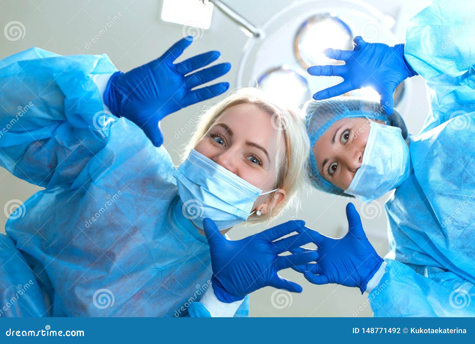 Young Women Surgeons Funny Kidding on Camera at Operation Room Background  Stock Photo - Image of confident, funny: 148771492