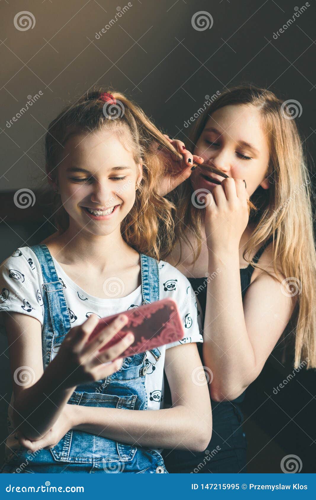 Young Women Taking Selfie, Using Smartphone Camera Stock Image - Image ...