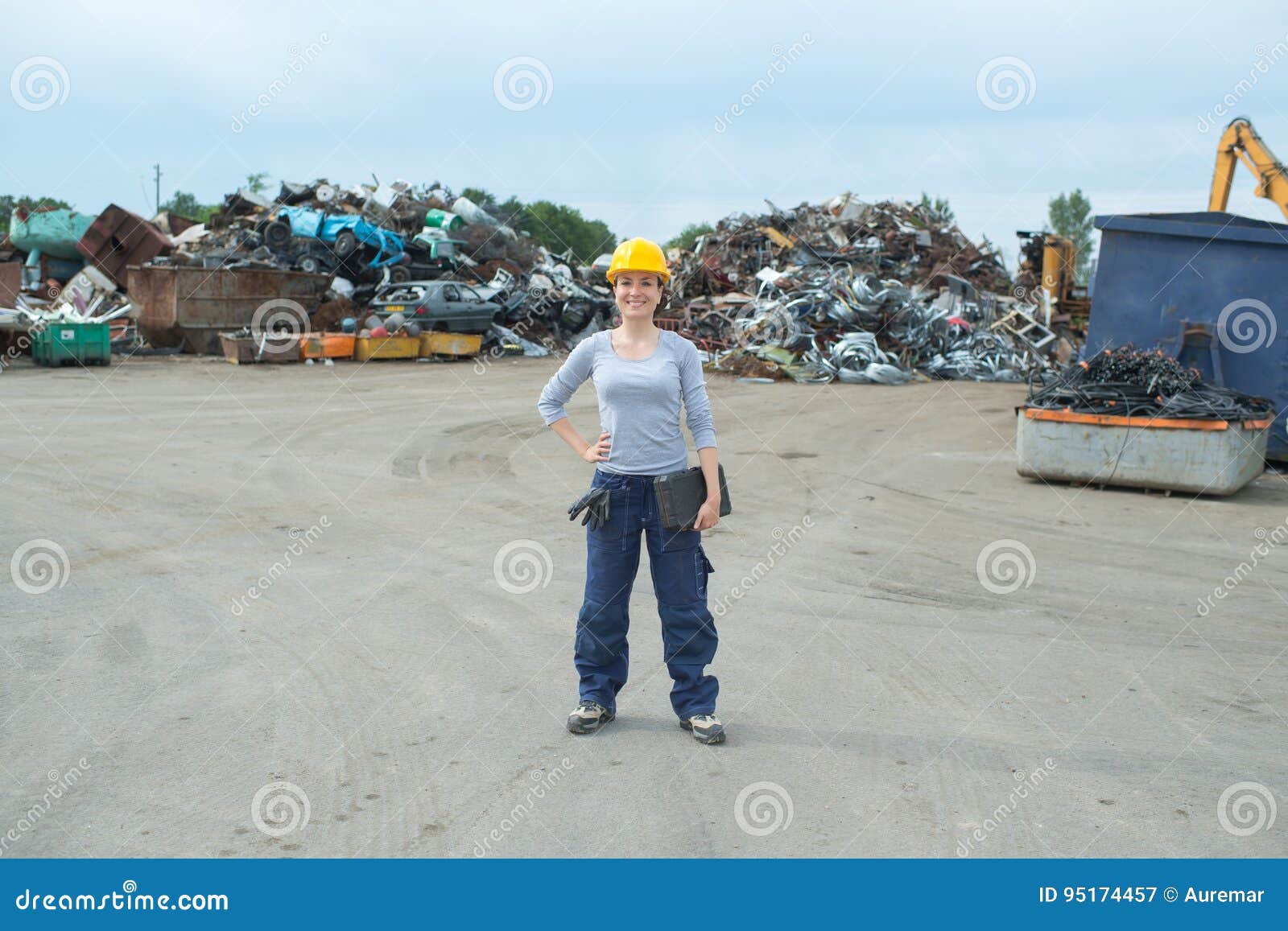 Young worker in junkyard stock image. Image of recovery 95174457