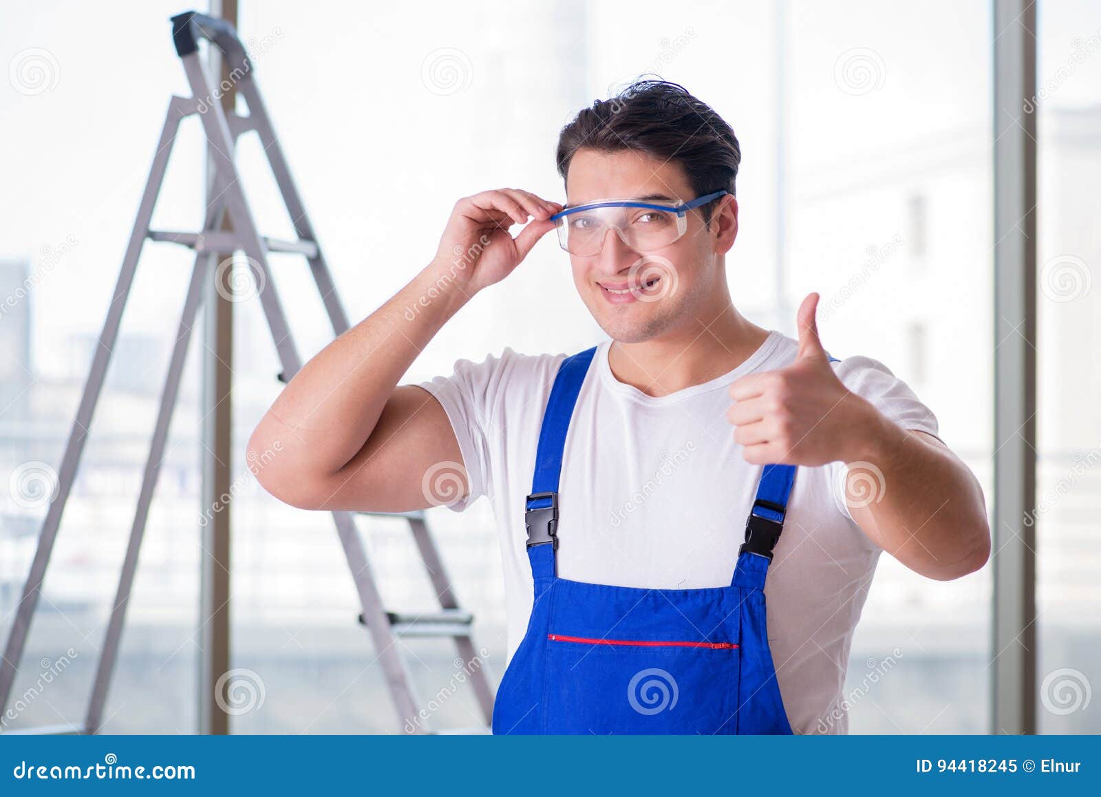 The Young Worker with Safety Goggles Stock Image Image of foreman
