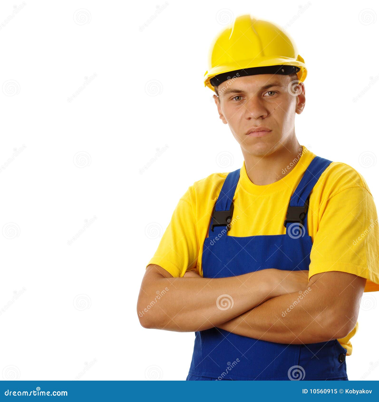 young worker wearing hard