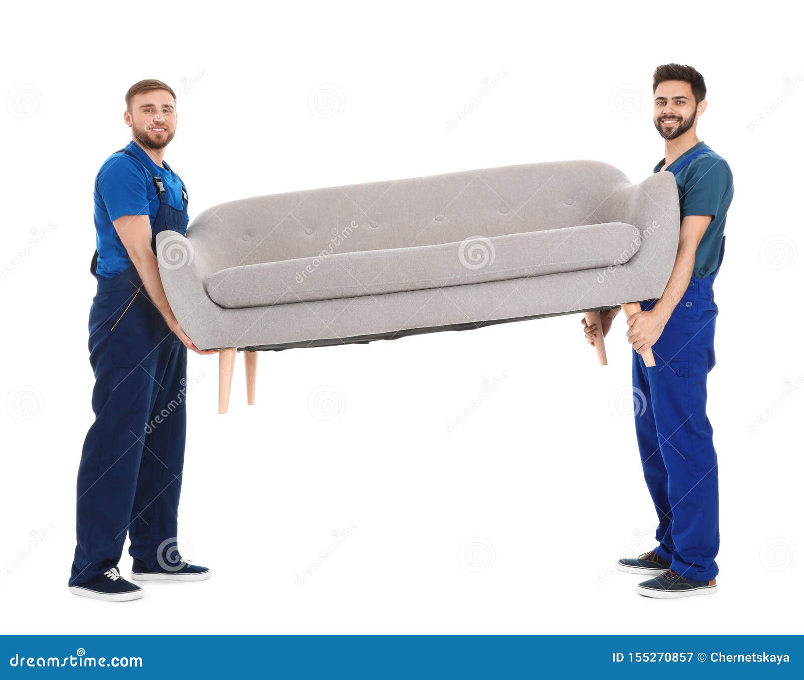 Young Workers Carrying Sofa Isolated on White Stock Image Image of