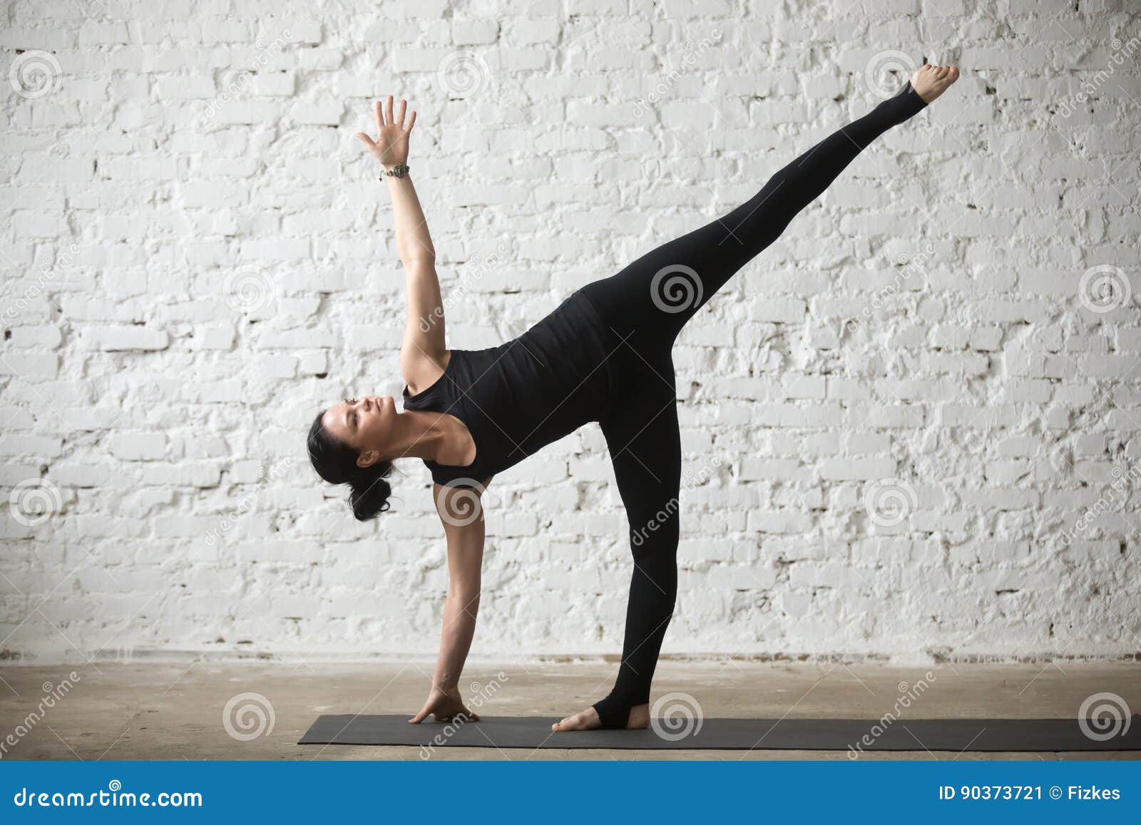 Young Yogi Attractive Woman in Half Moon Pose, Loft Background Stock Image  - Image of lady, class: 90373721