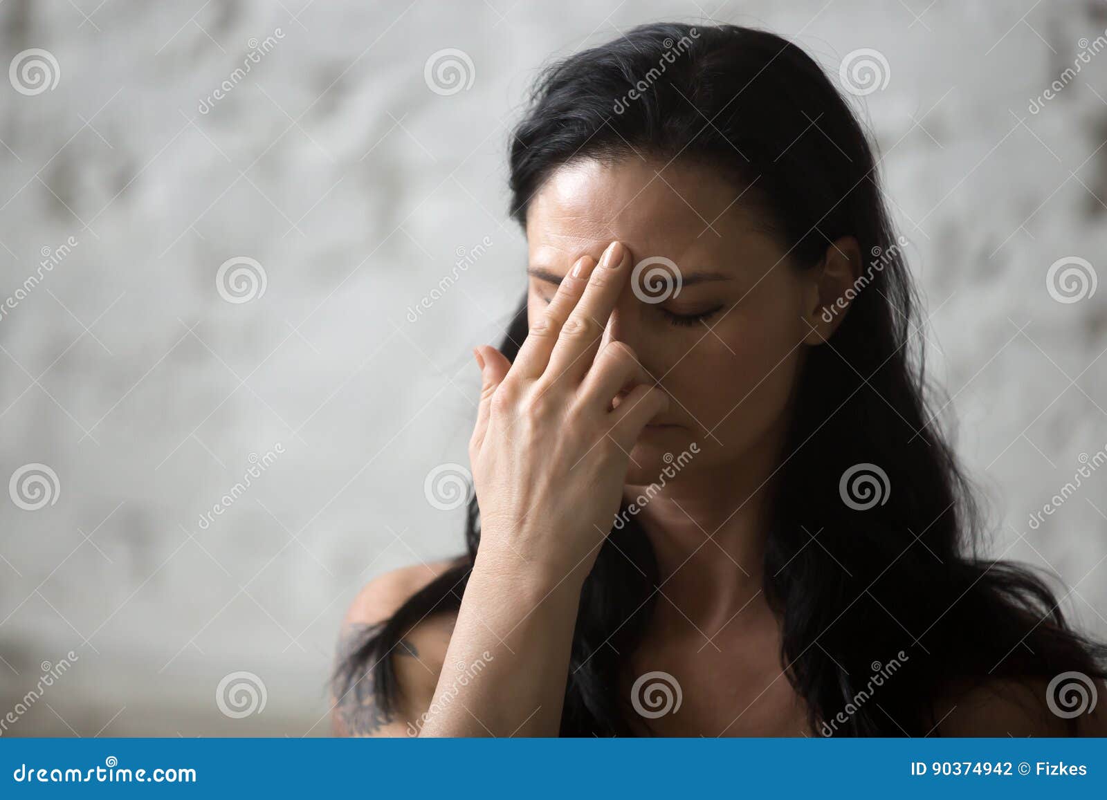 young yogi attractive woman using alternate nostril breathing yo