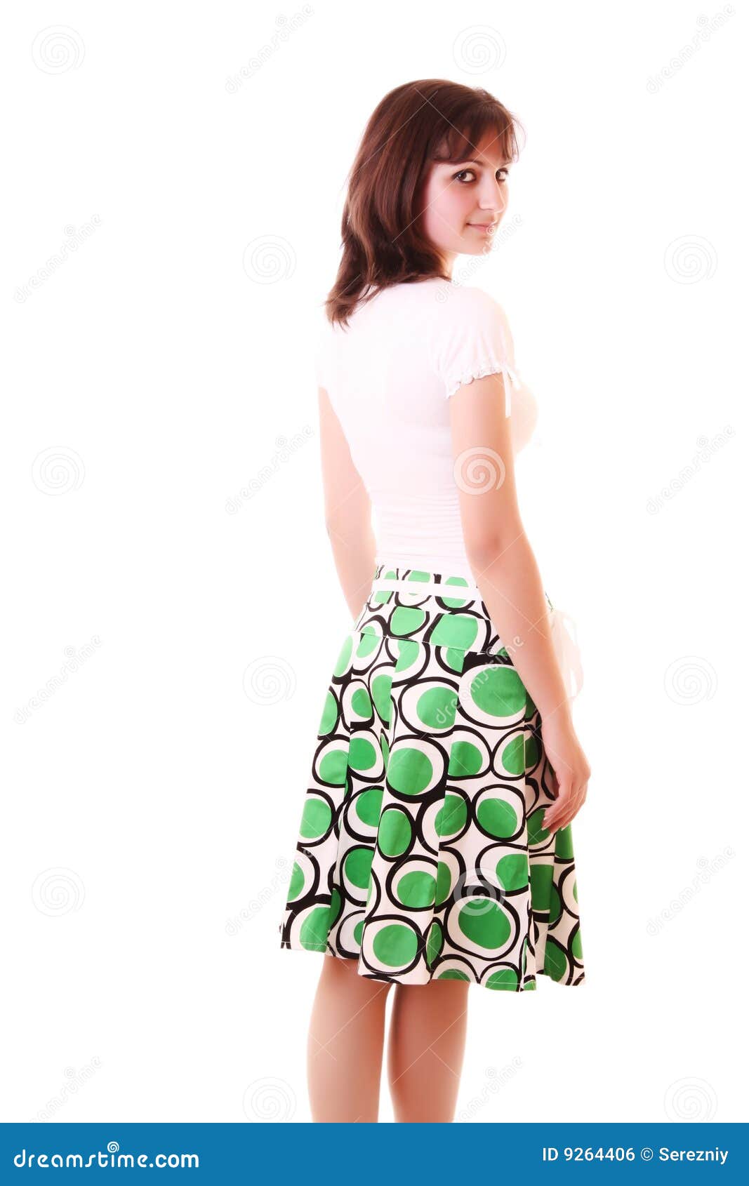 Young Girl in Skirt Isolated Stock Photo Image of woman, white 9264406