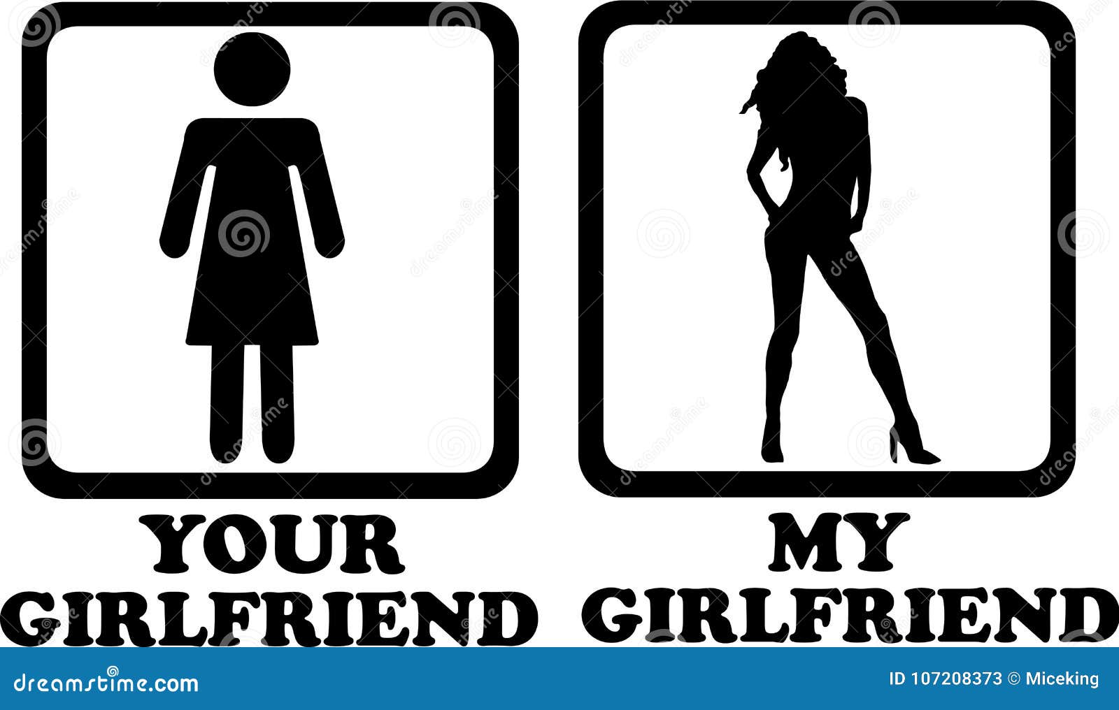 Your girlfriend compared with my girlfriend vector icon.