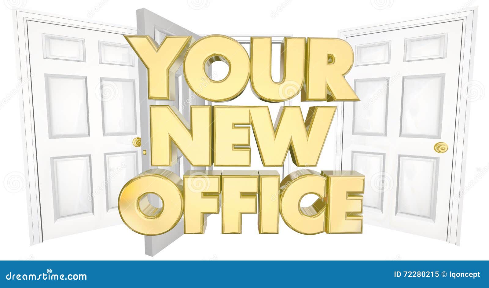 Your New Office Many Doors Words 3d Illustration Stock Illustration