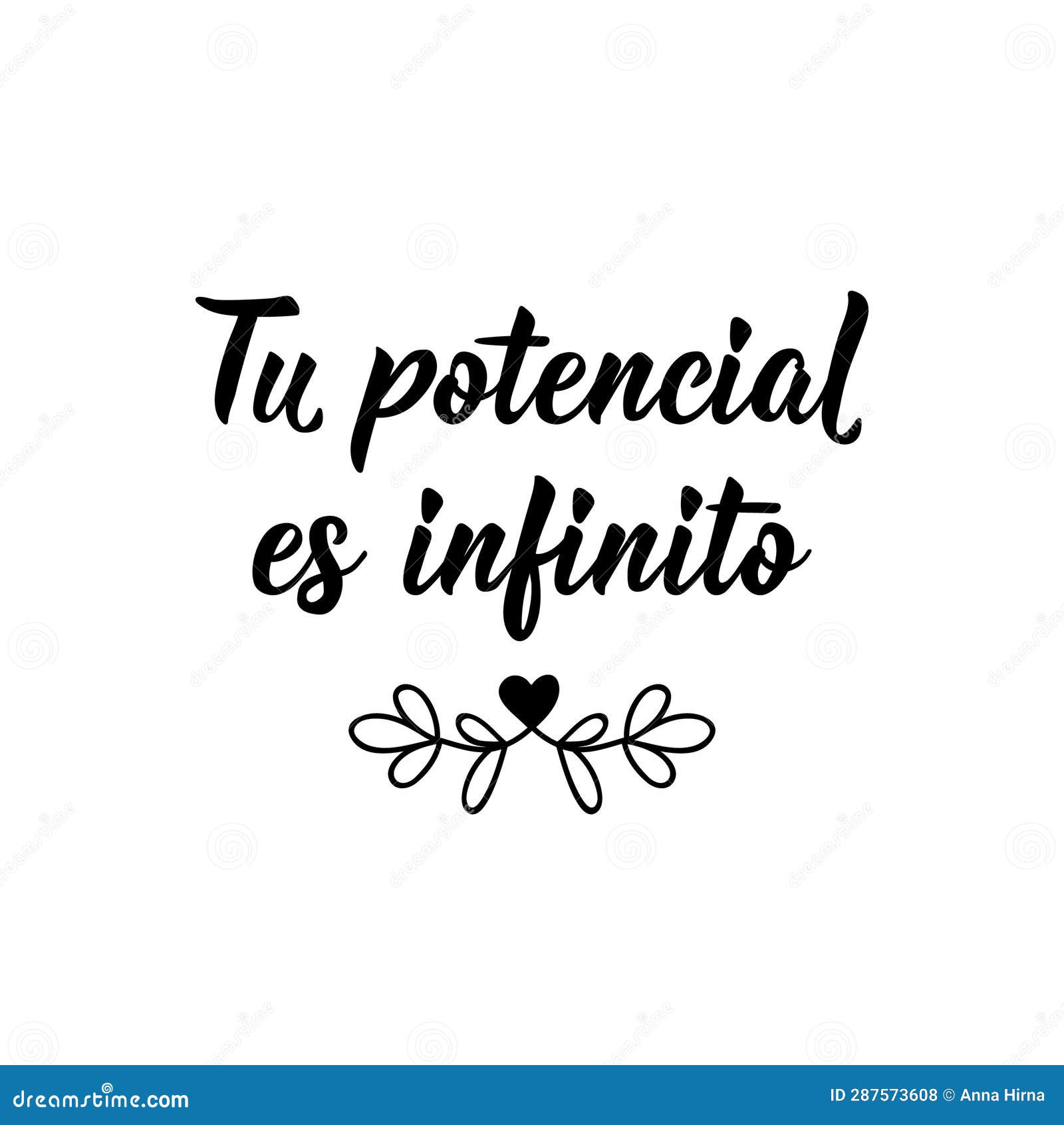 your potential is infinite - in spanish. lettering. ink . modern brush calligraphy. tu potential es infinito