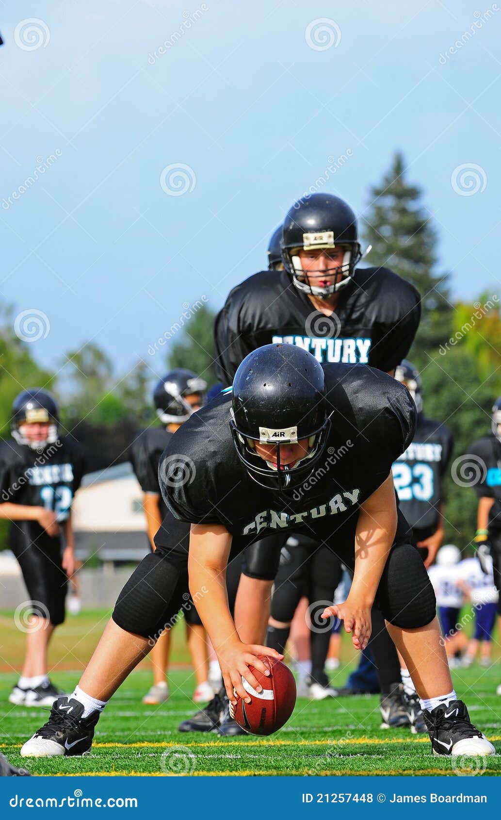 Youth American Football Center Passes The Ball Editorial Stock Photo