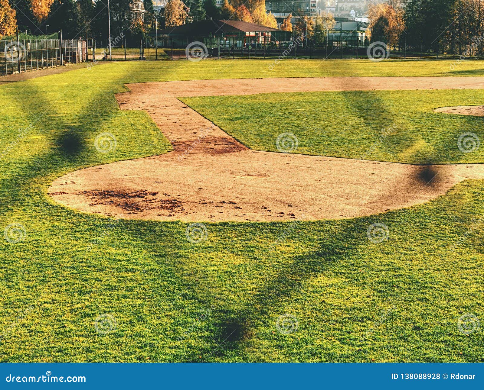Youth Baseball Field Viewed from Behind Net Stock Photo Image of