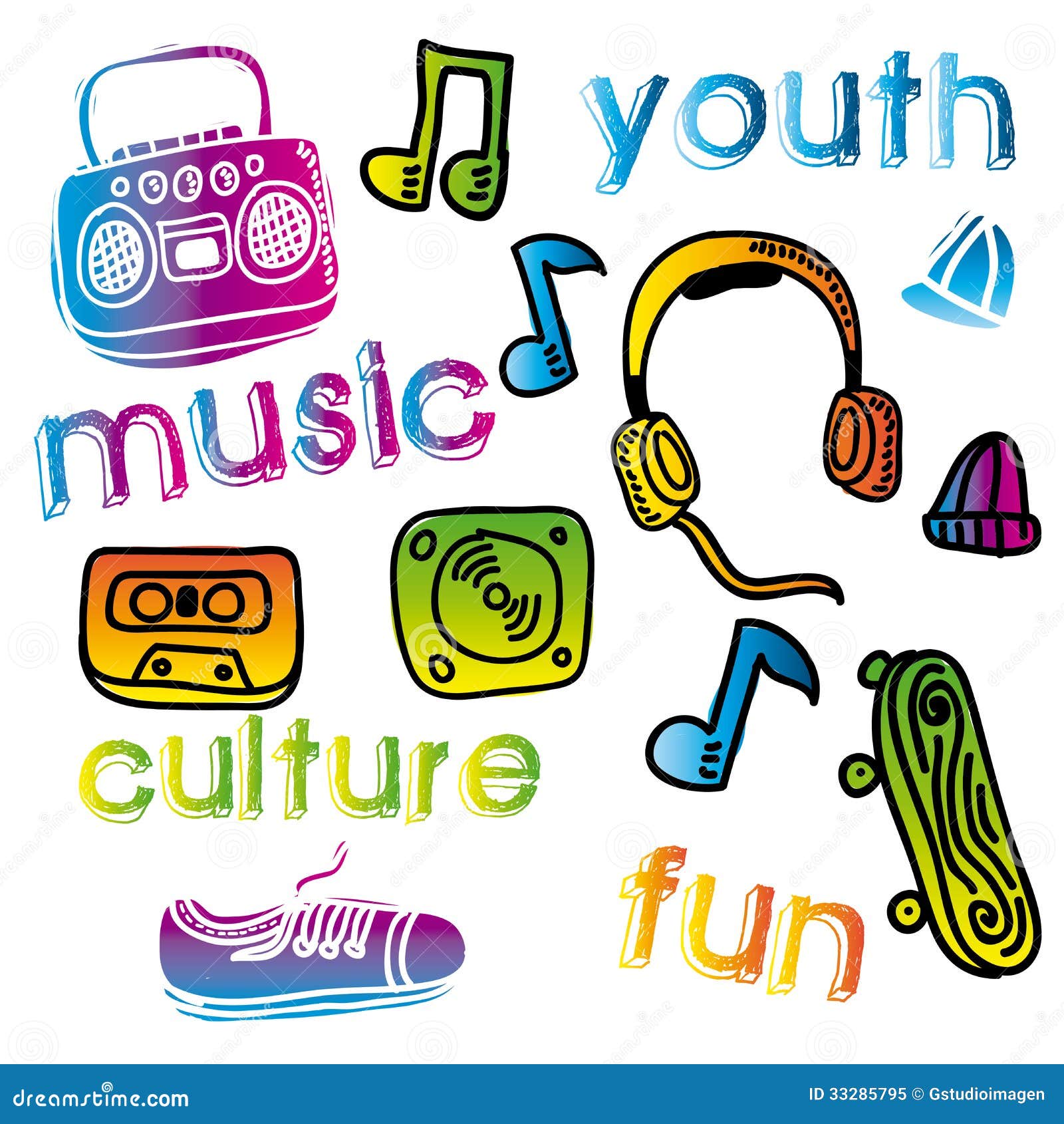Youth culture stock vector. Illustration of headset, abstract