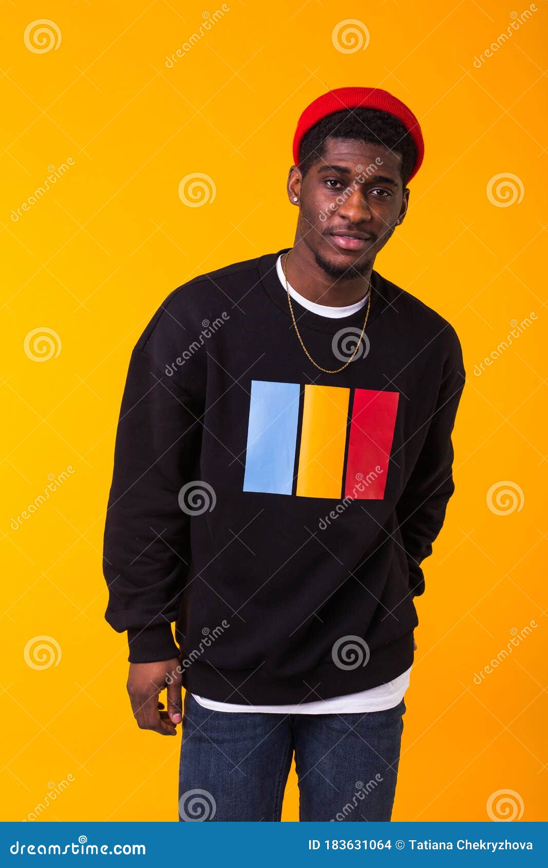 Youth Street Fashion Concept - Portrait of Confident Black Man in ...