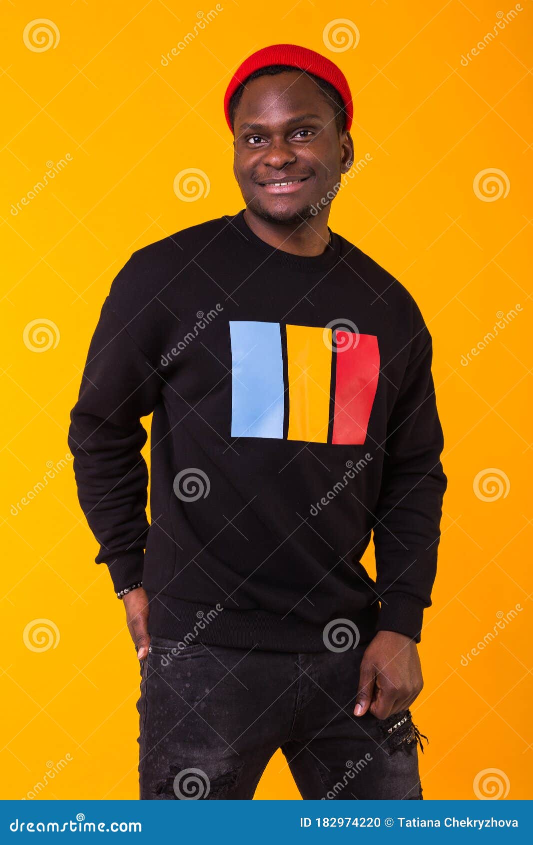 Youth Street Fashion Concept - Portrait of Confident Black Man in ...