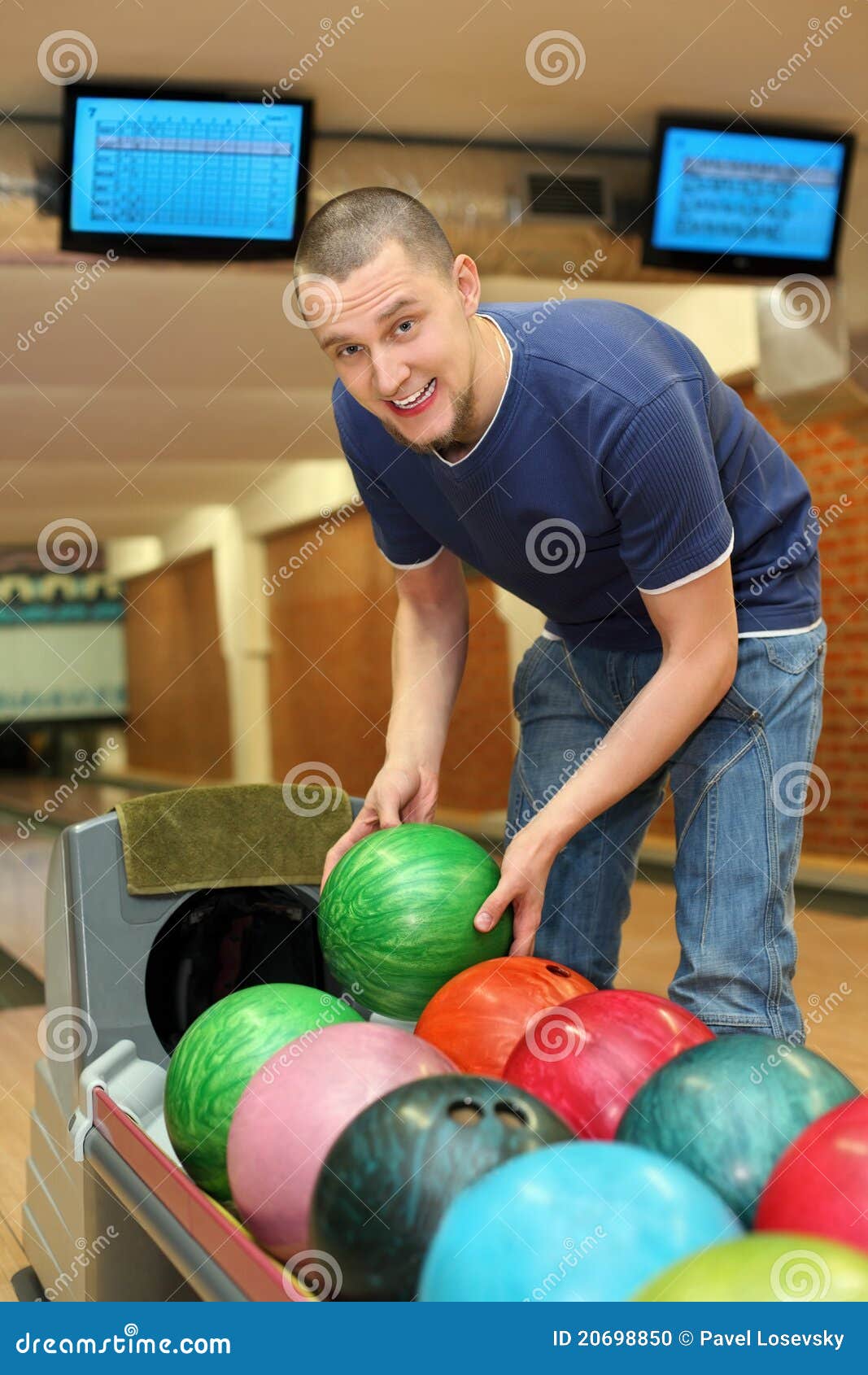 Youth Takes Ball for Playing Bowling Stock Photo Image of ball, path