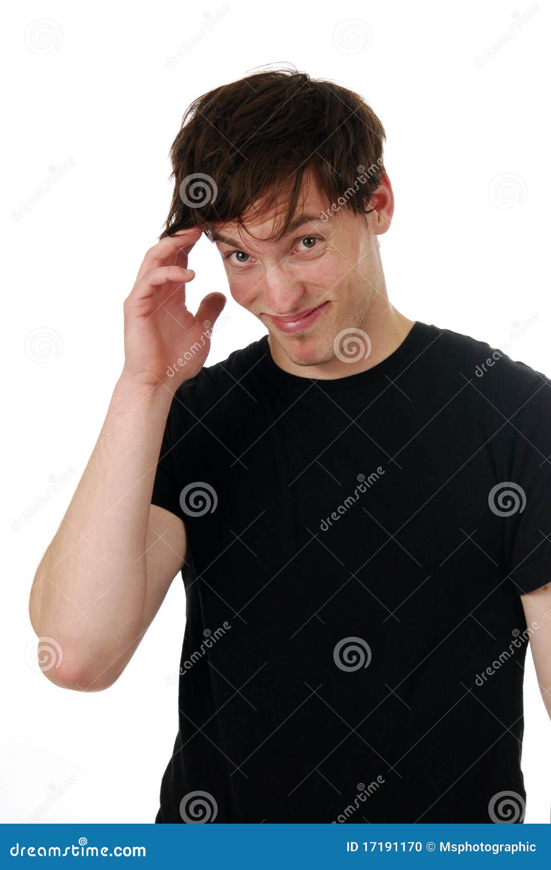 Youthful Man Scratching His Head Stock Photo - Image of male, white ...