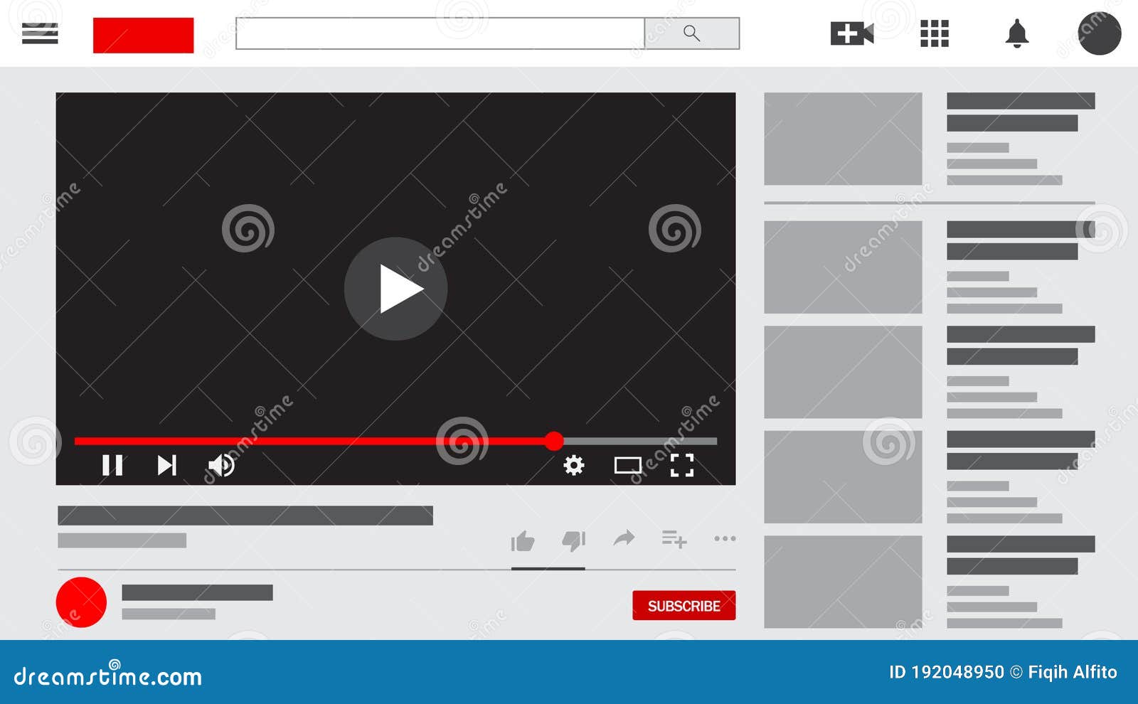 youtube interface or layout, youtube video player, easy layers and easy to edit. 4k resolution