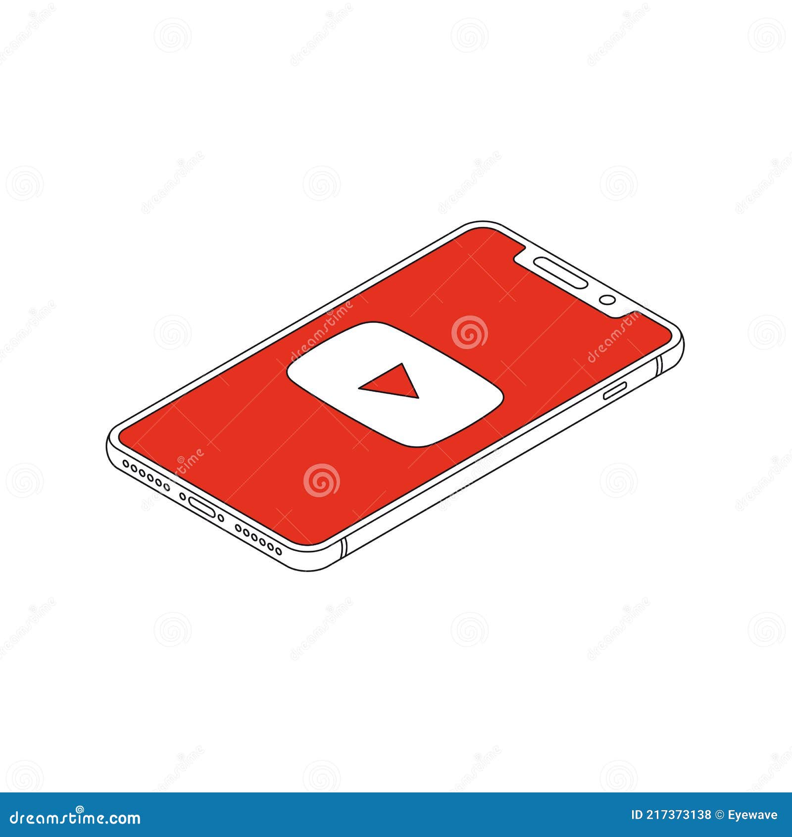 Youtube Logo on Iphone X Display Isometric Outline Vector Illustration ...