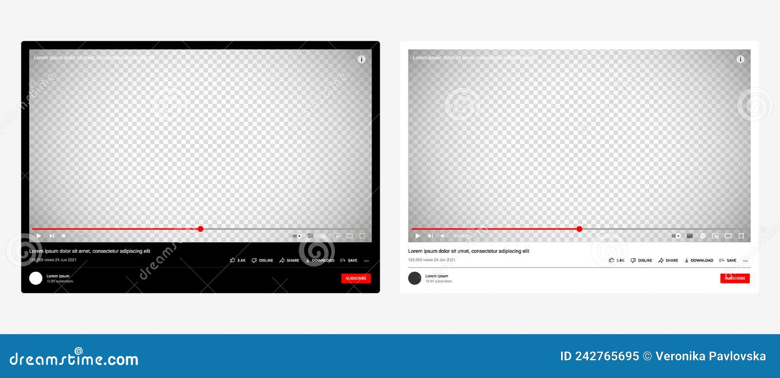 youtube multimedia player window template. youtube video template  set.  youtube screen frame on  background