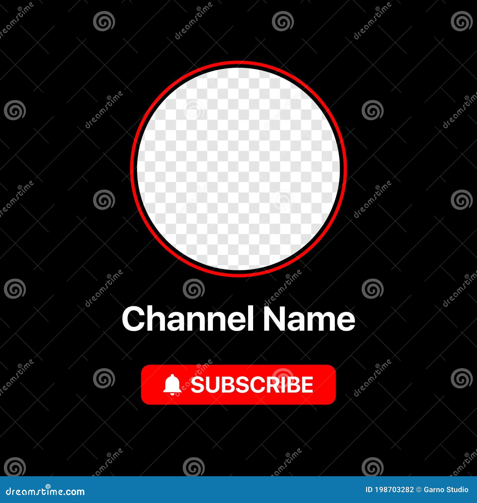 Youtube Profile Icon Interface Subscribe Button Channel Name Transparent Placeholder Put Your Photo Under Background Stock Vector Illustration Of Blogging Button