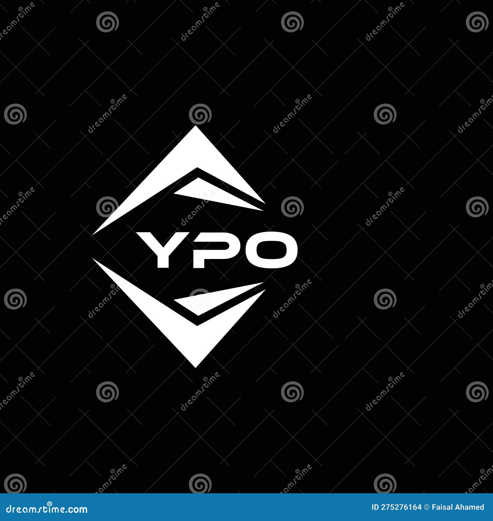 ypo abstract monogram shield logo  on black background. ypo creative initials letter logo