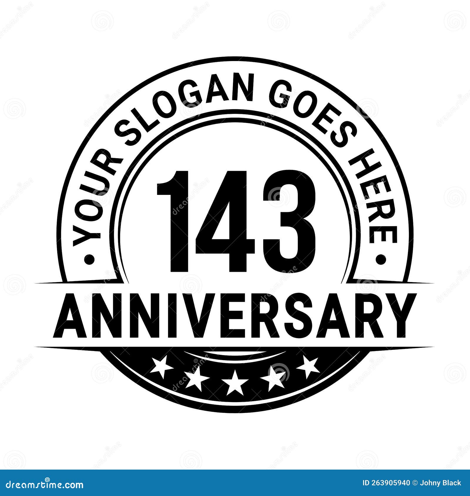 143 Years Anniversary. 143rd Anniversary Logo Design Template. Vector