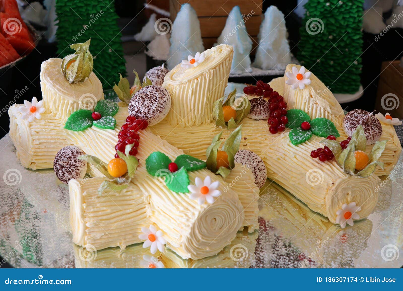 Yule Log Cake for the Christmas Special Stock Photo Image of