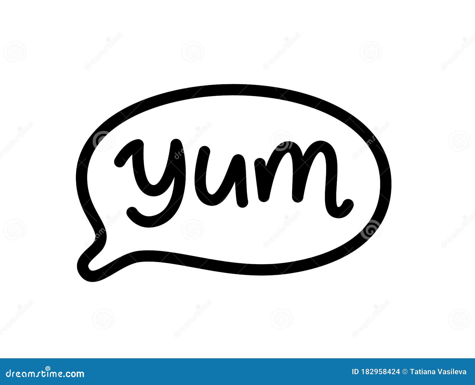 YUM Doodle Quote. Speech Bubble with Word Yum. Printable Graphic