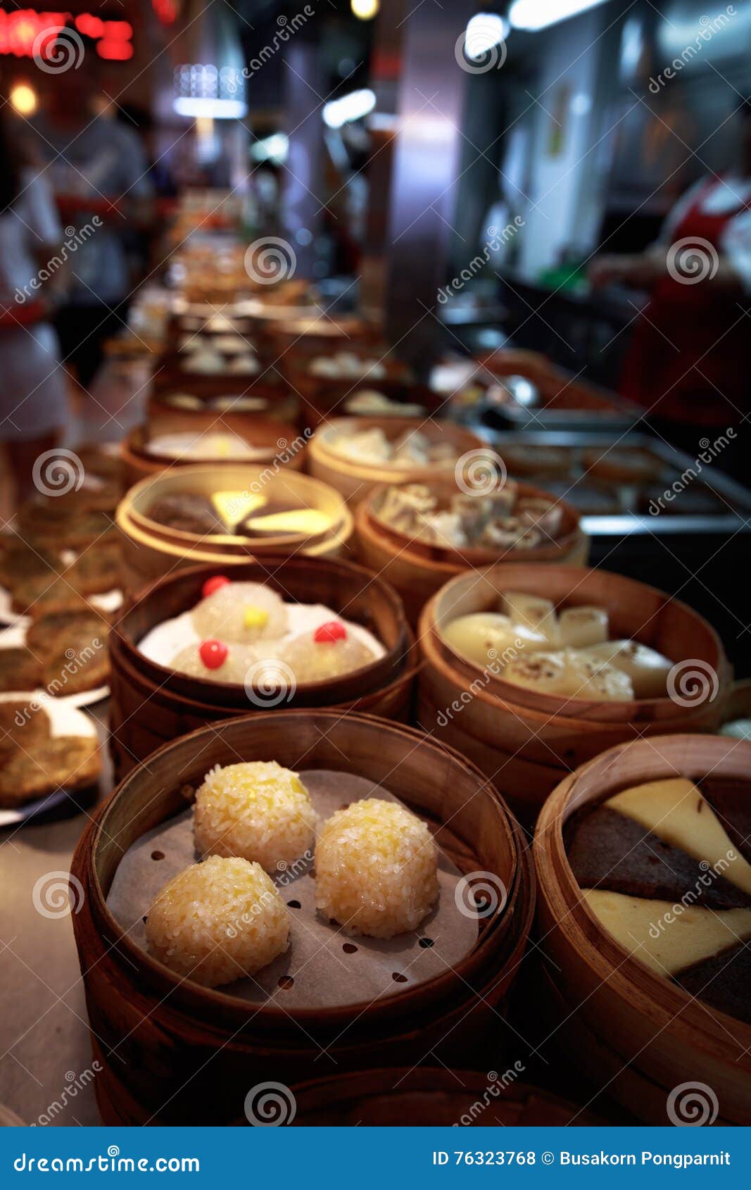 Yumcha, Various Chinese Steamed Dumpling In Bamboo Steamer In Chinese