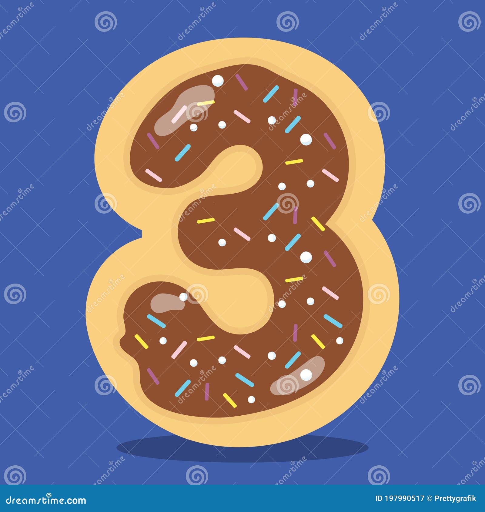 YUMMY CHOCOLATE DONUT NUMBERS 03 Stock Vector - Illustration of vector