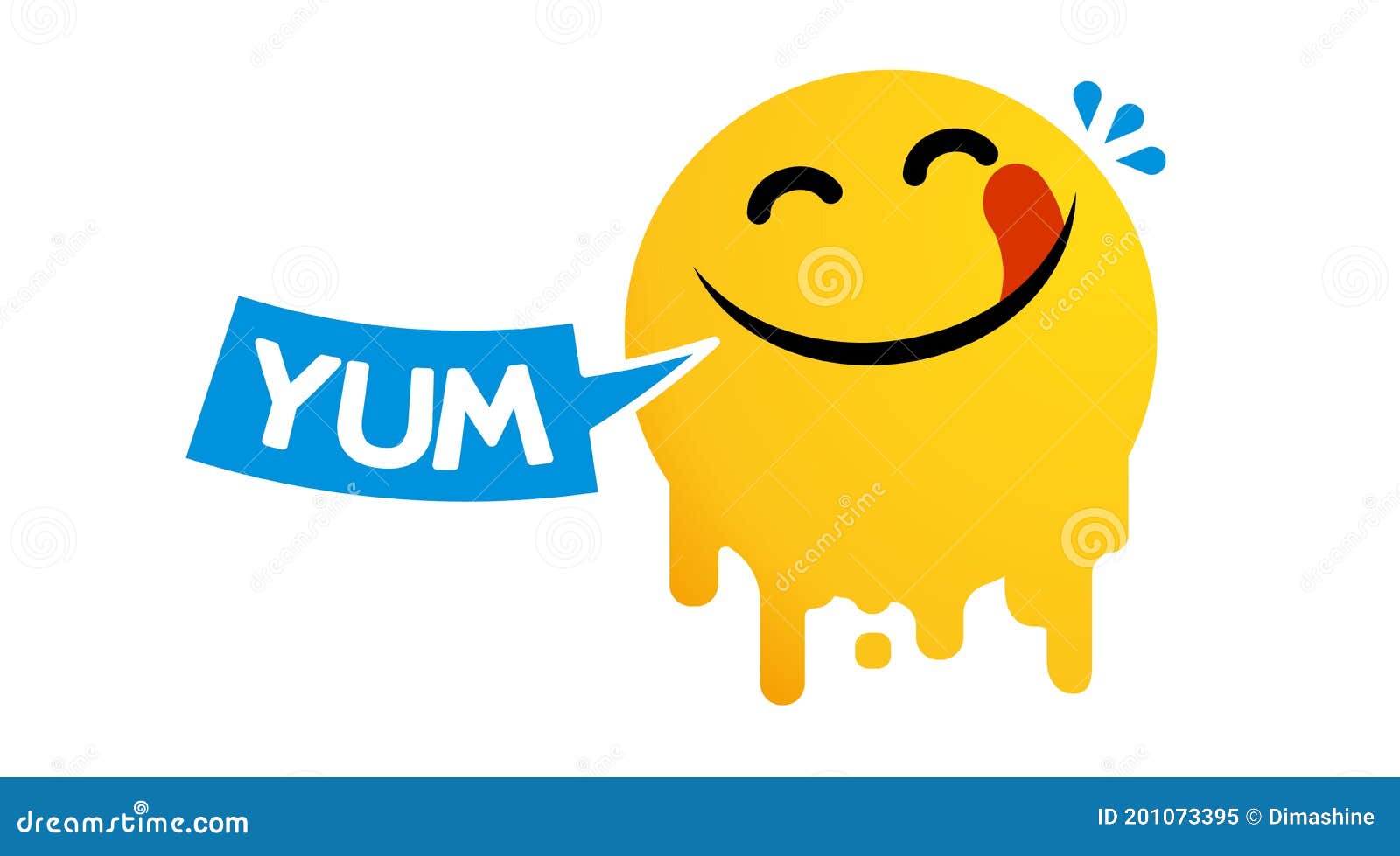 Yummy Face Happy Smile Vector Cartoon Line Emoticon with ...