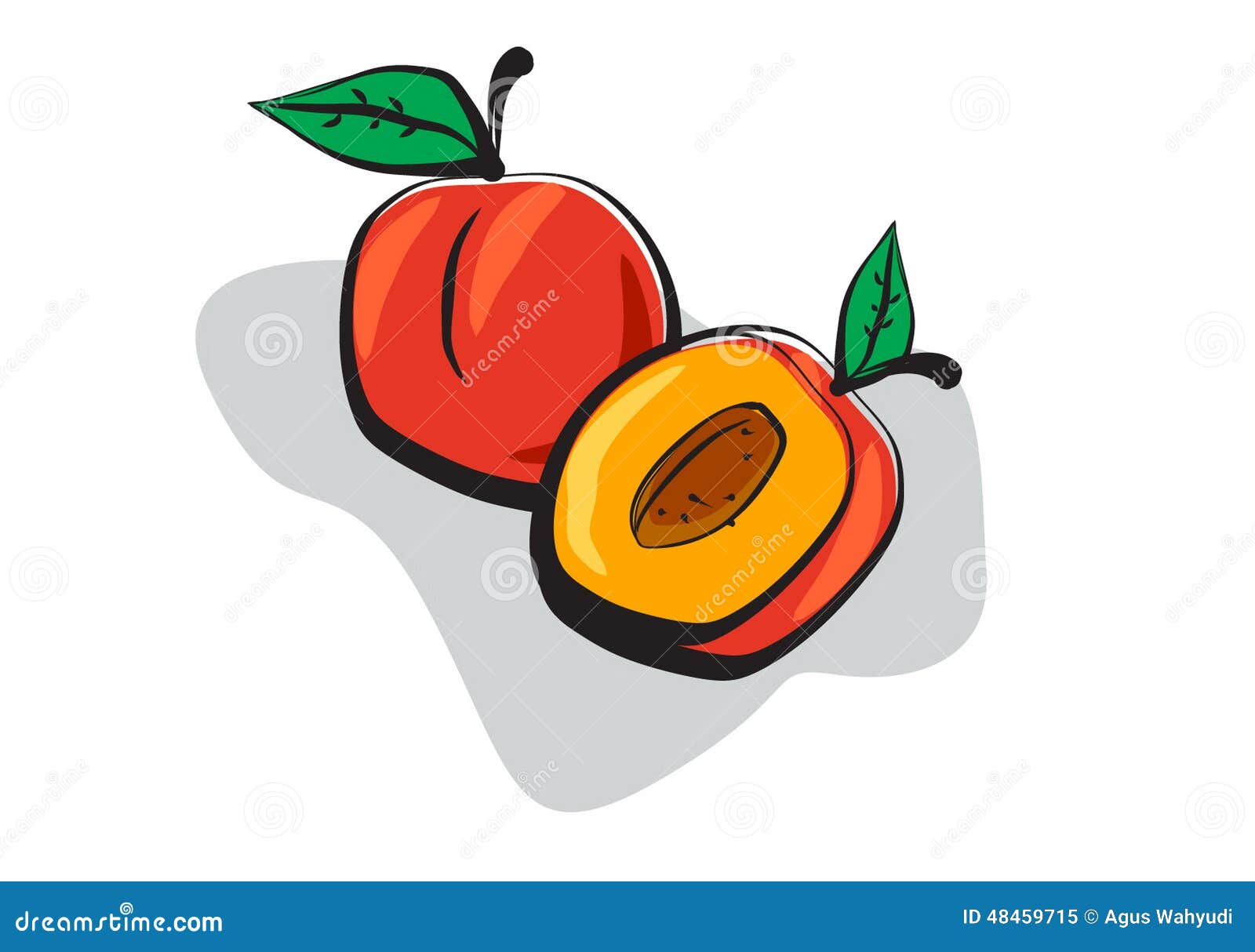 Yummy Peach in Doodle Style Stock Illustration Illustration of juicy