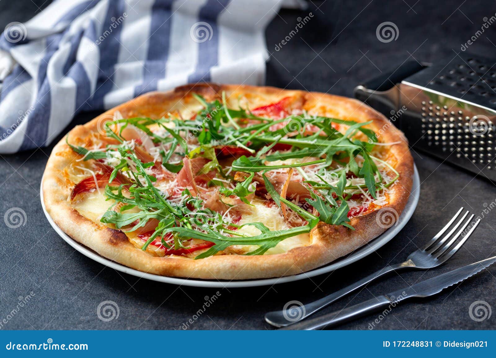 Yummy Pizza with Green Vegie Toppings Stock Image   Image of fried ...