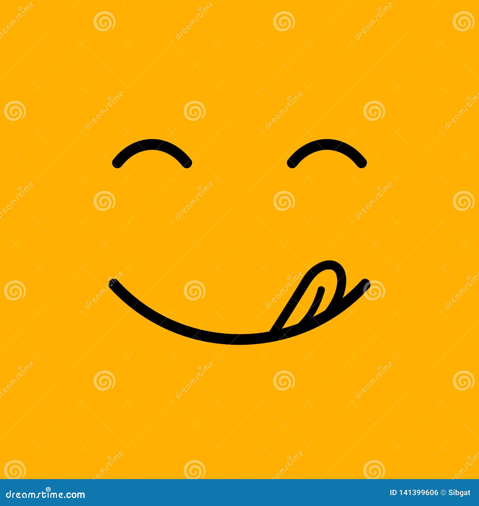 Yummy Smile. Delicious, Tasty Eating Emoji Face Eat with Mouth and