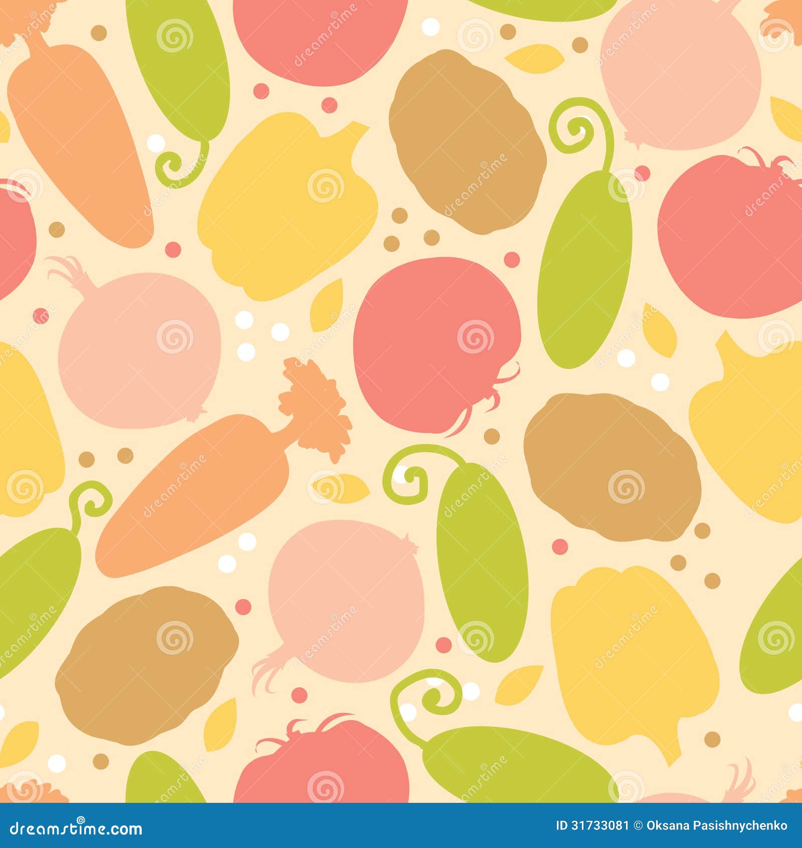 Yummy Vegetables Seamless Pattern Background Stock Vector