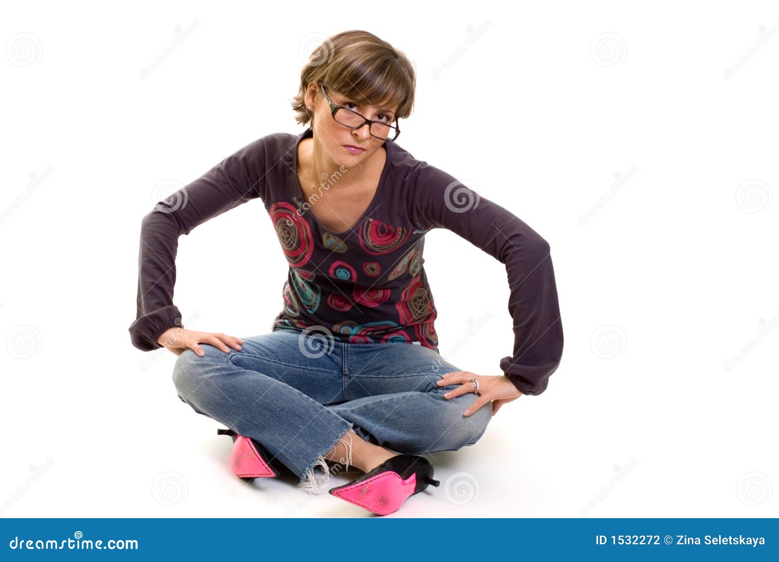 yuppie girl sitting on the floor