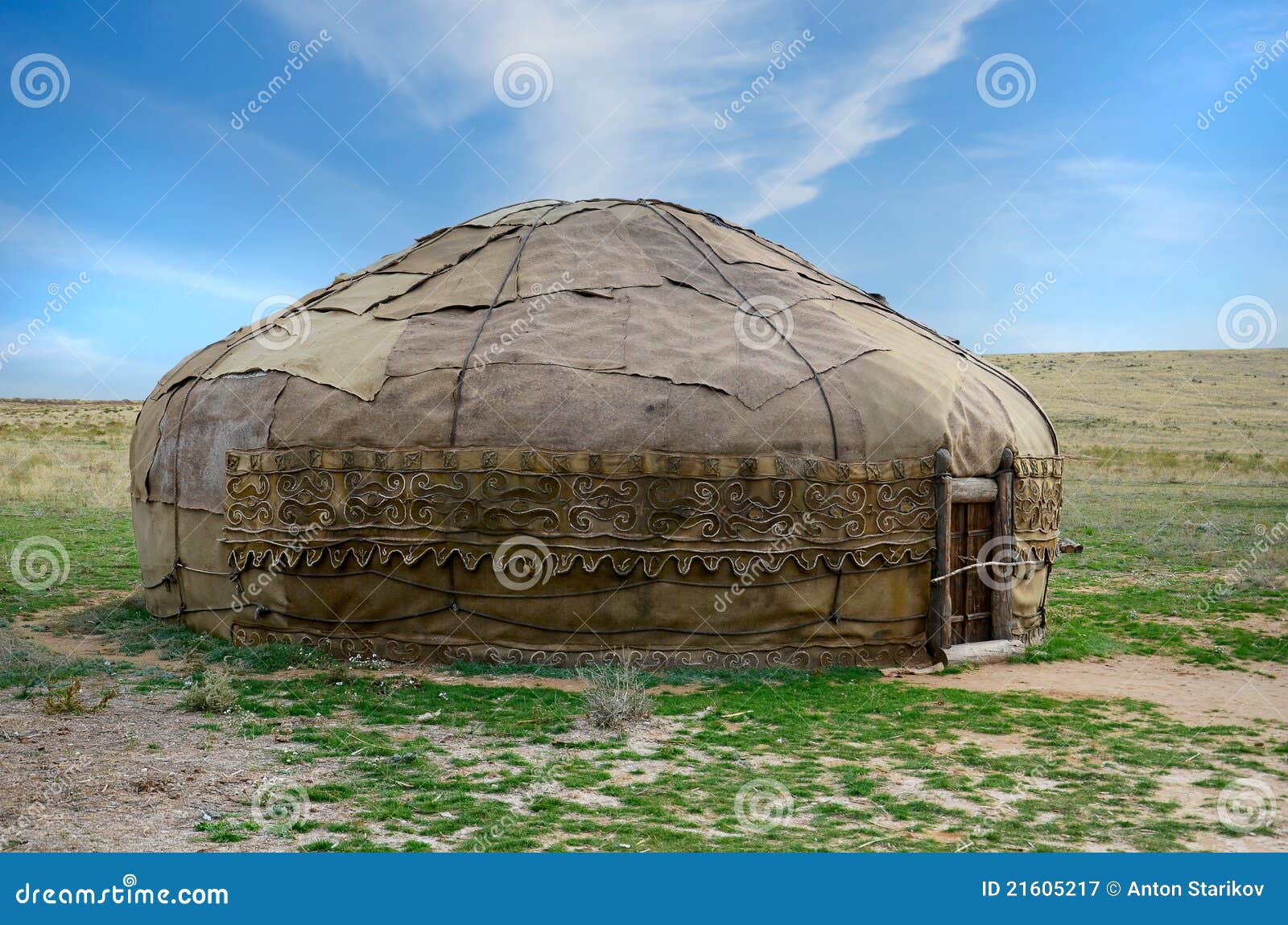 Yurt In Genghis Khan Mausoleum, Black And White Image CartoonDealer