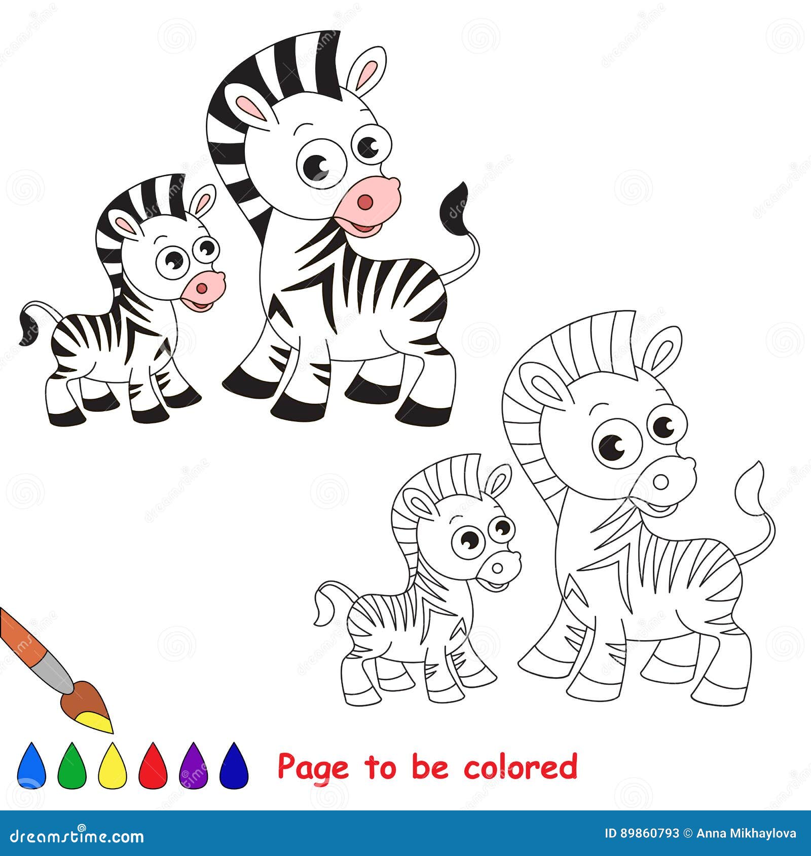 Zebre Et Sa Bande Dessinee De Bebe Page A Colorer Illustration De Vecteur Illustration Du Forme Gosse