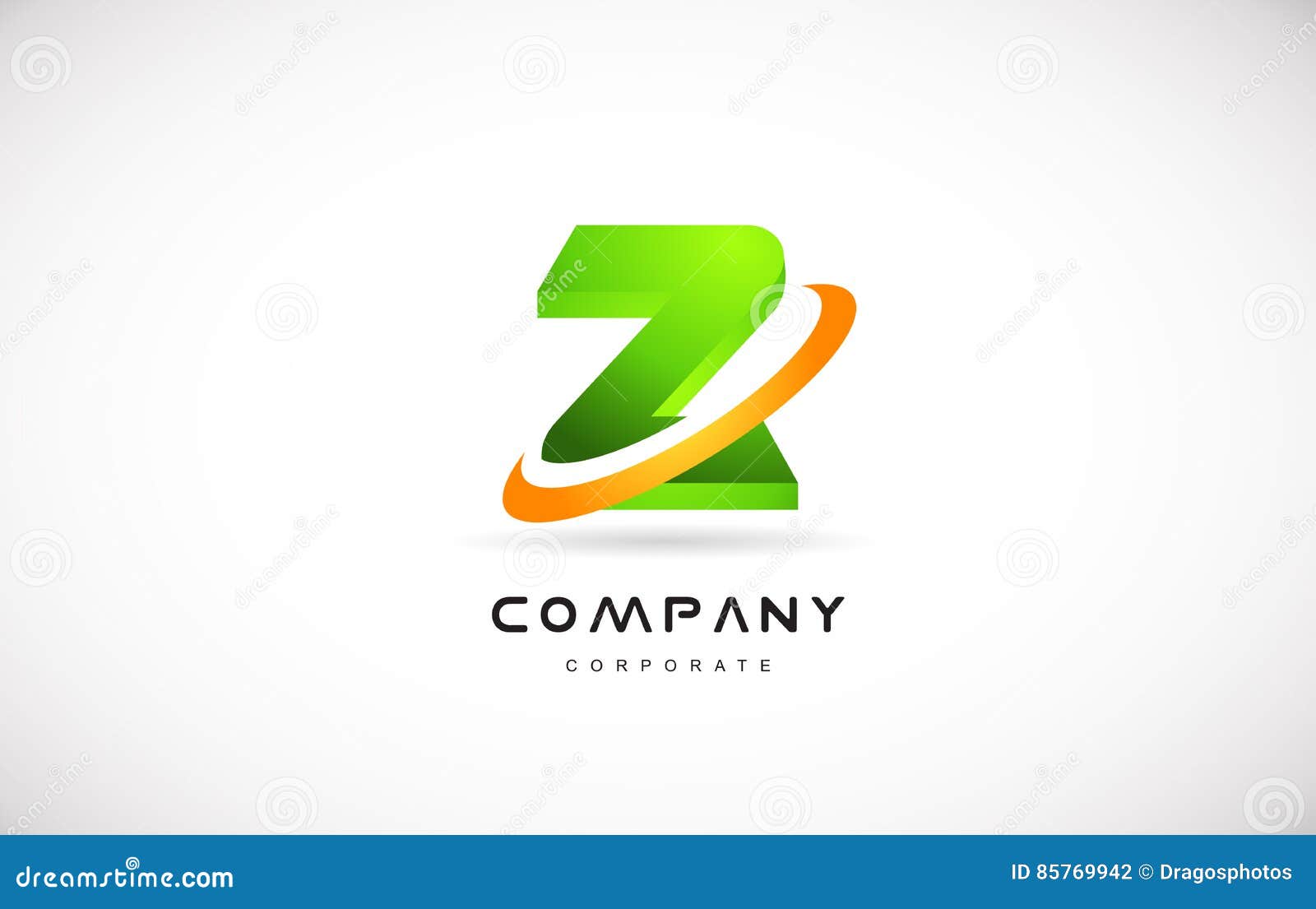 Z Company Logo Green Letter Alphabet 3d Design Template Stock Vector