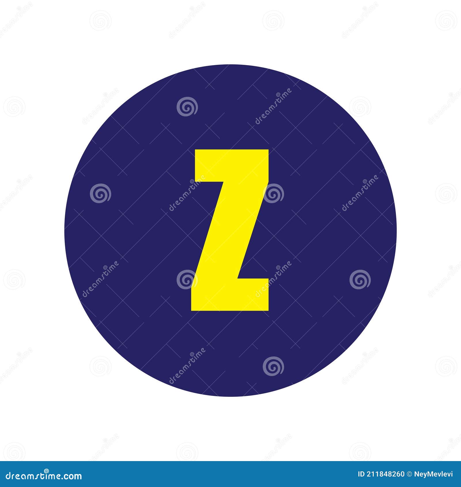 Letter Z With Yellow Impact Font In Dark Blue Circle Stock Vector Illustration Of Initial Colorful