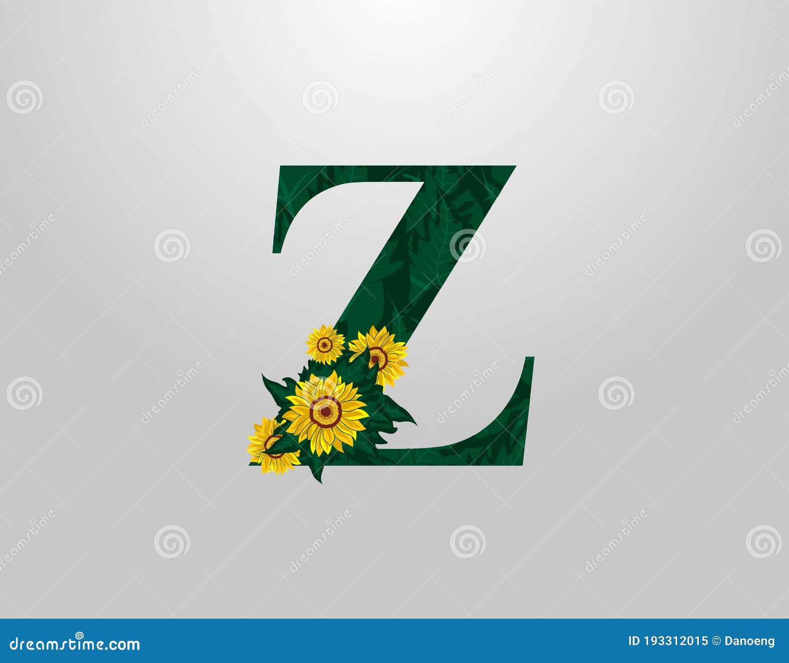 Z Letter with Sunflower Vector Design. Flower Z Logo Icon Stock
