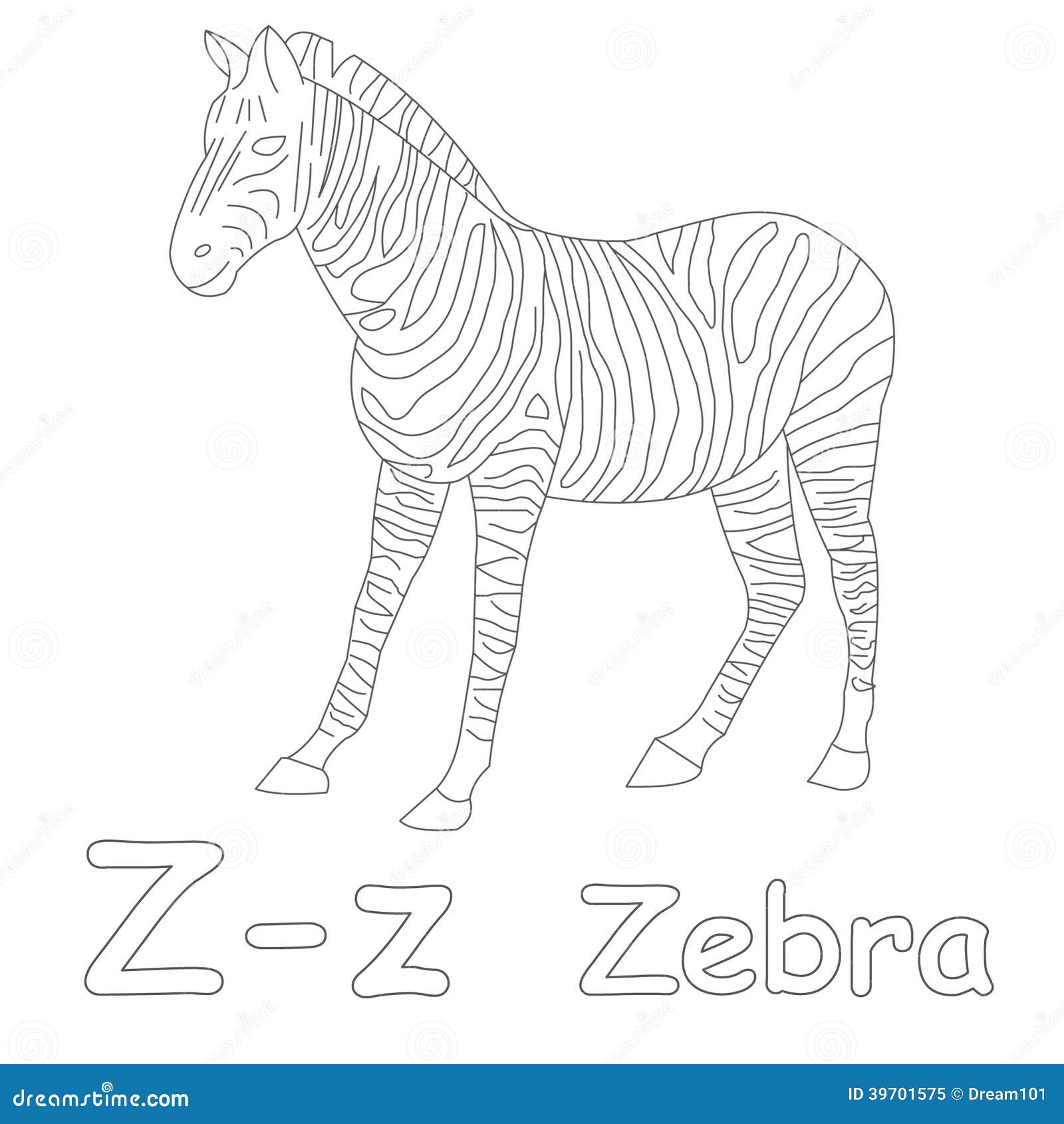 Z for Zebra Coloring Page stock illustration. Illustration of ...