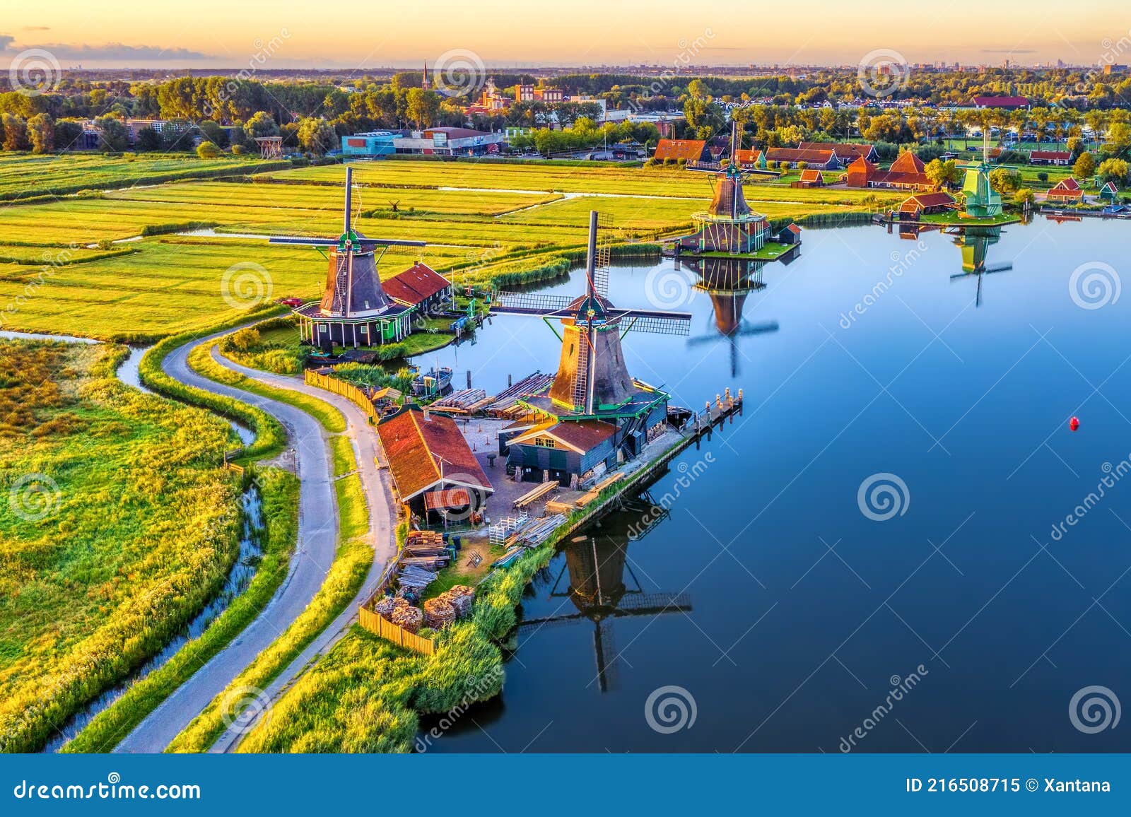 zaanse schans windmills in north holland, netherlands