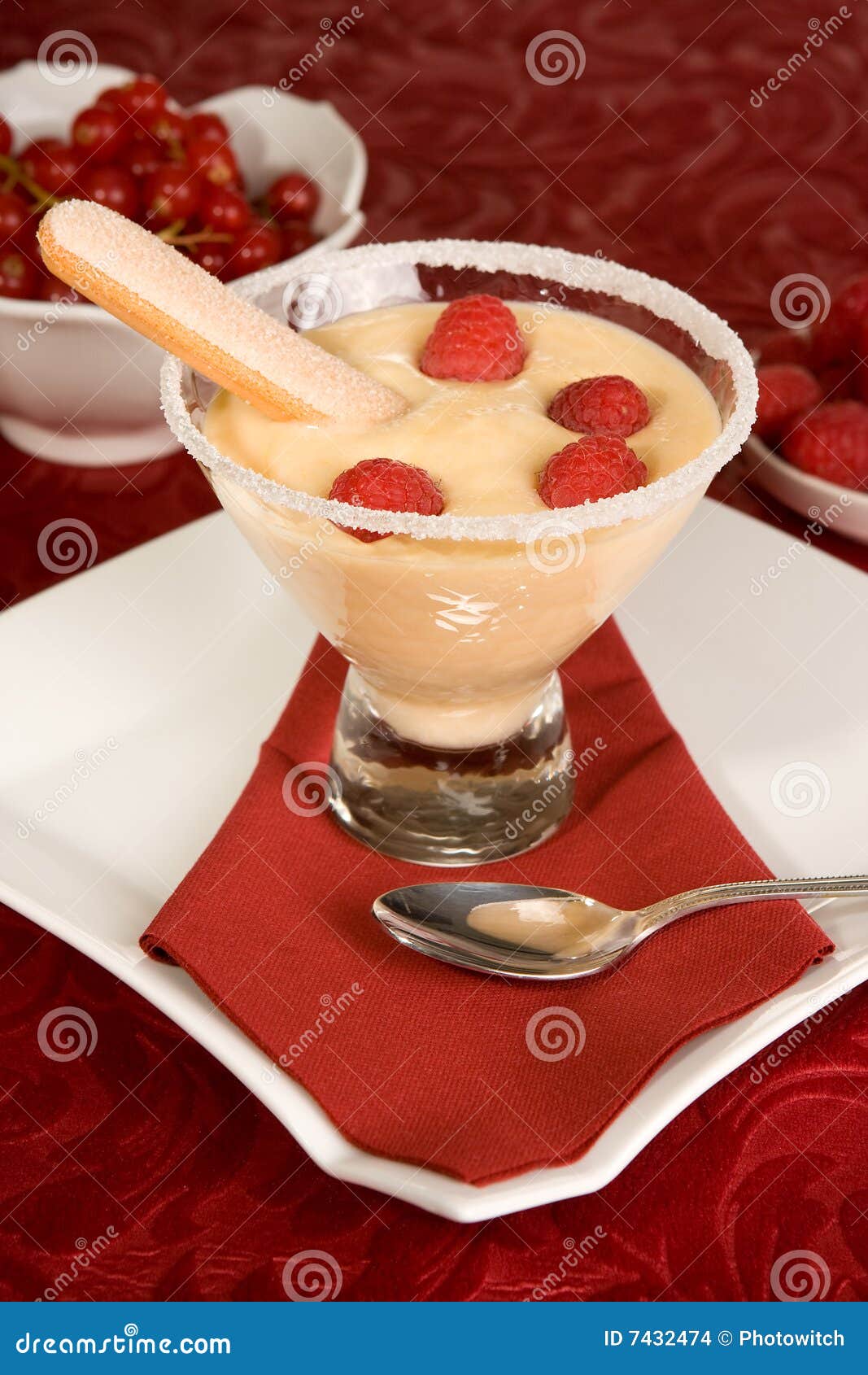 Zabaglione with fruit stock photo. Image of italian, raspberries 7432474